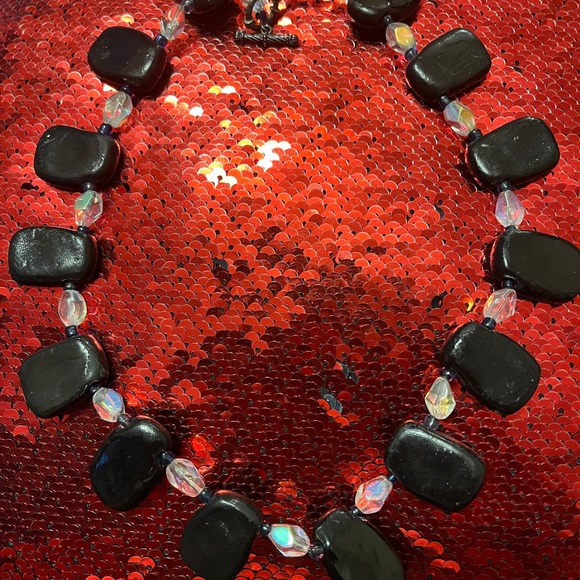 Elegant Black and Iridescent Unique Handmade Necklace